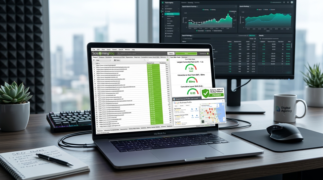 Technical SEO Audit with Screaming Frog and Core Web Vitals diagnostics at Nemcon Systems Lahore